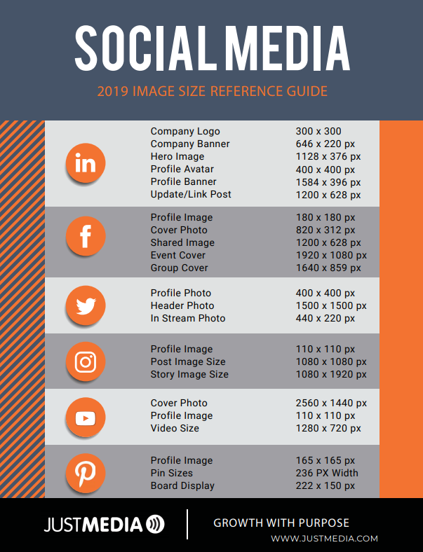 2019 Social Media Image Size Reference Guide