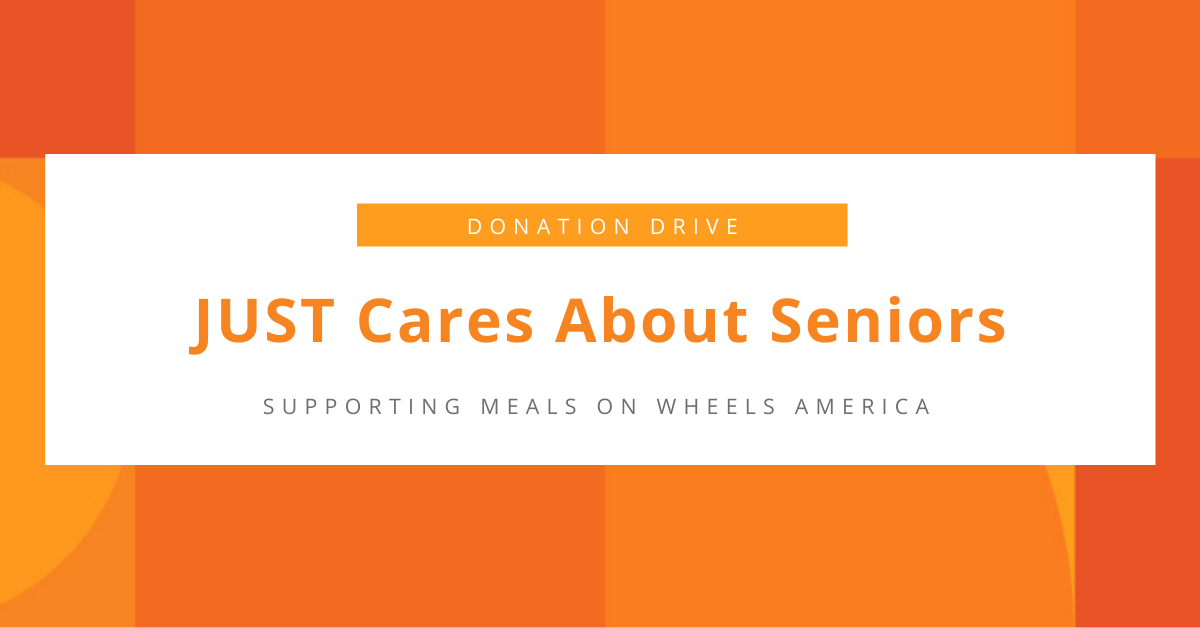 graphic of JUST Cares donation drive for meals on wheels