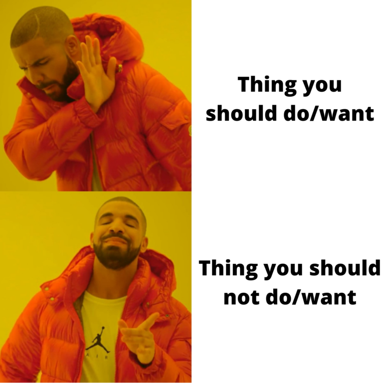 Drake meme thing you should do thing you should not do