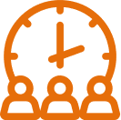 icon of clock with people in front