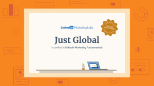 Certification image with "Just Global" as the recipient